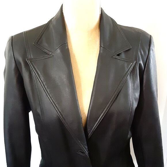 Vintage Rampage fitted black leather jacket fits size S/M Y2K fully lined - Picture 1 of 5